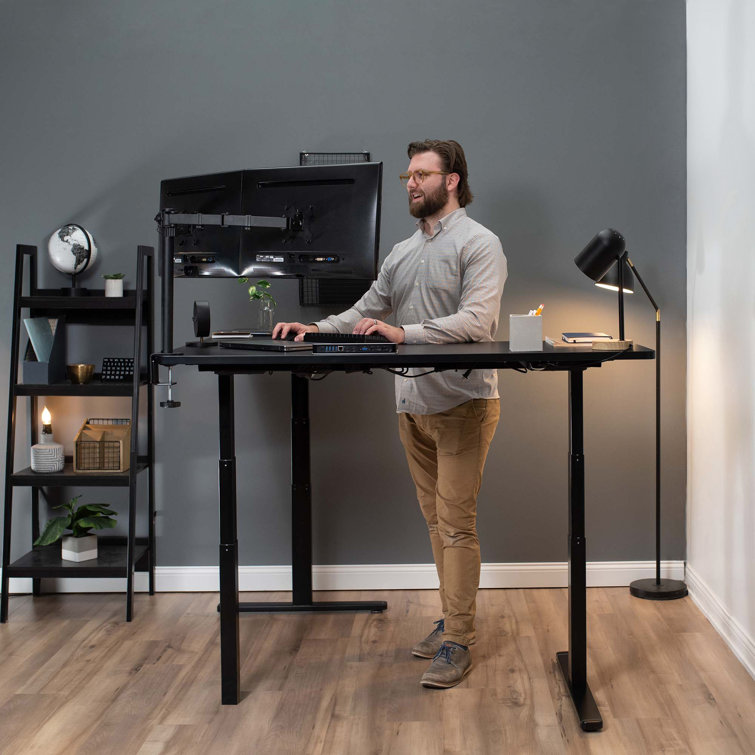 Dark Walnut & Black Electric Adjustable Corner Desk with Memory Settings