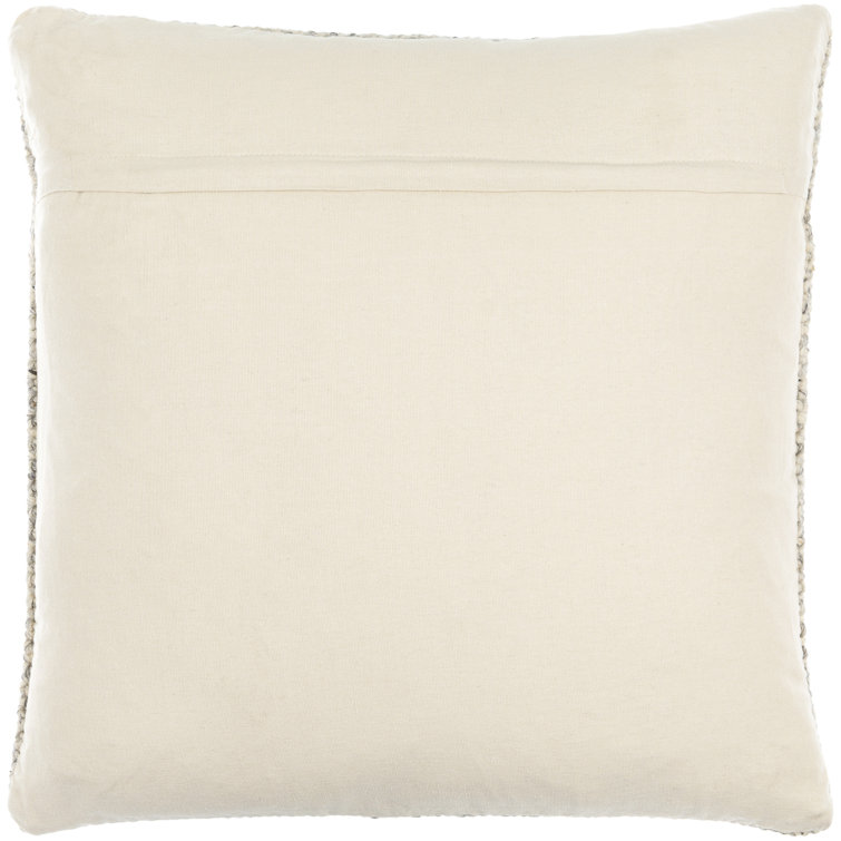 Bone Wool and Cotton Square Cottage Throw Pillow