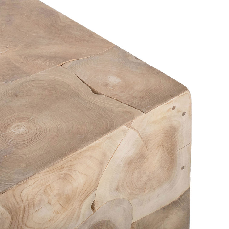 Natural Teak Wood Square Coffee Table with Interlocking Design