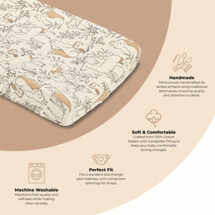 Ezra Woodland Animals Cotton Sateen Change Pad Cover