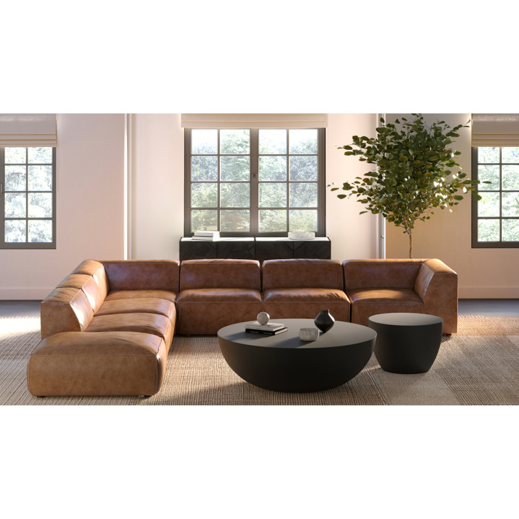 Black Round Concrete Drum Coffee Table