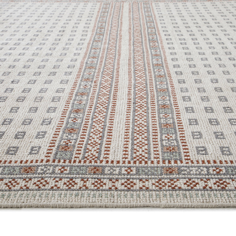 Ivory and Brown Hand-Knotted Wool Cotton 5' x 8' Rug