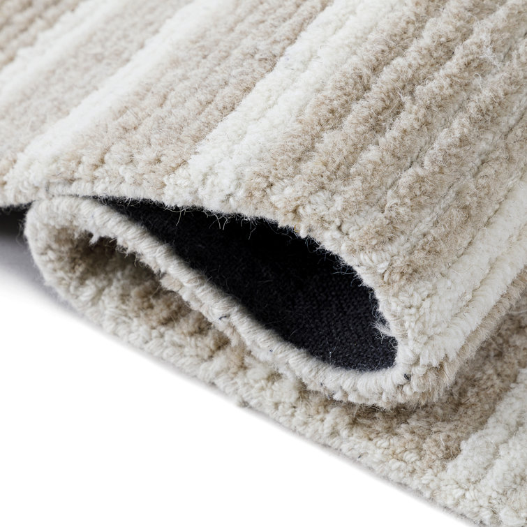 Ivory and Gray Geometric Hand Tufted Wool Area Rug