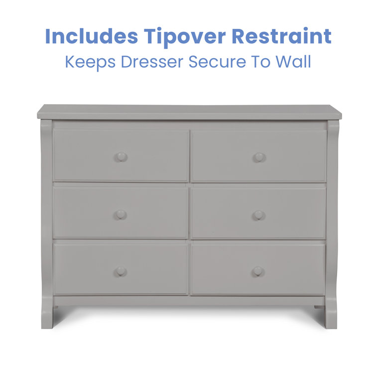 Gray Double Nursery Dresser with Interlocking Drawers