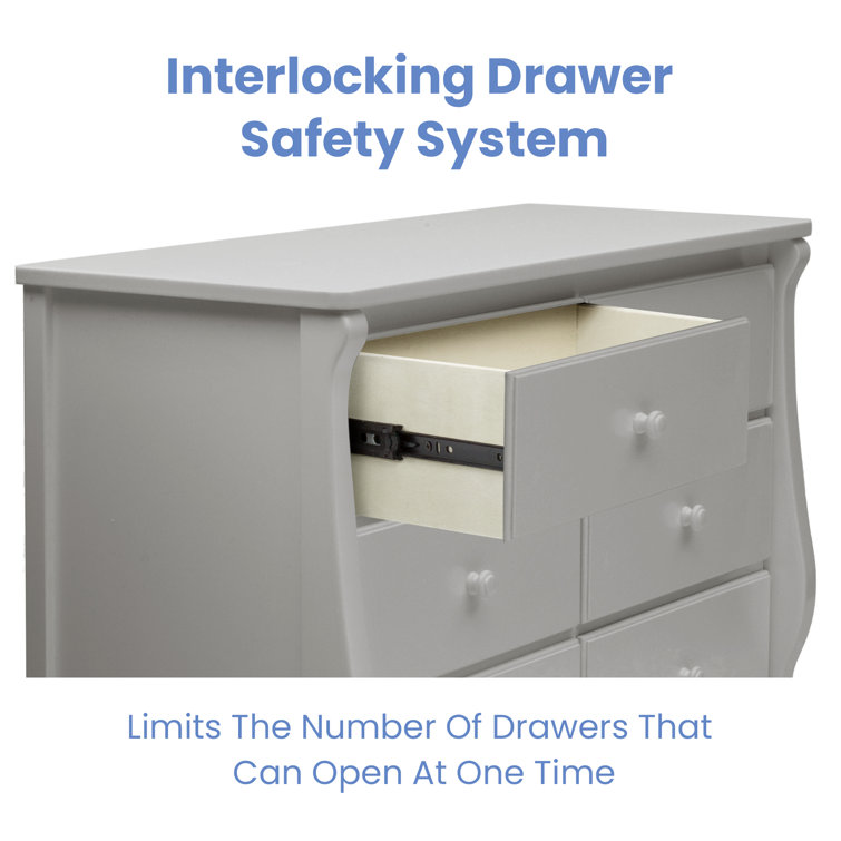 Gray Double Nursery Dresser with Interlocking Drawers