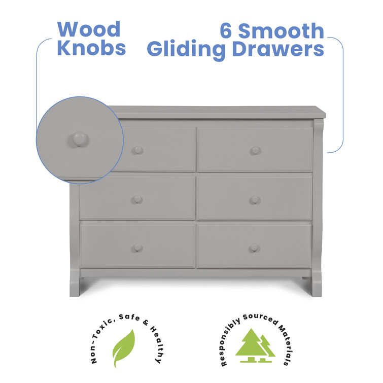 Gray Double Nursery Dresser with Interlocking Drawers