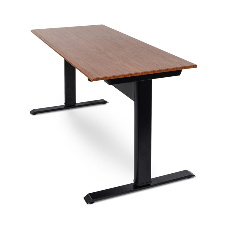 Niagara 48" Teak Finish Adjustable Height Standing Desk with Power Outlet