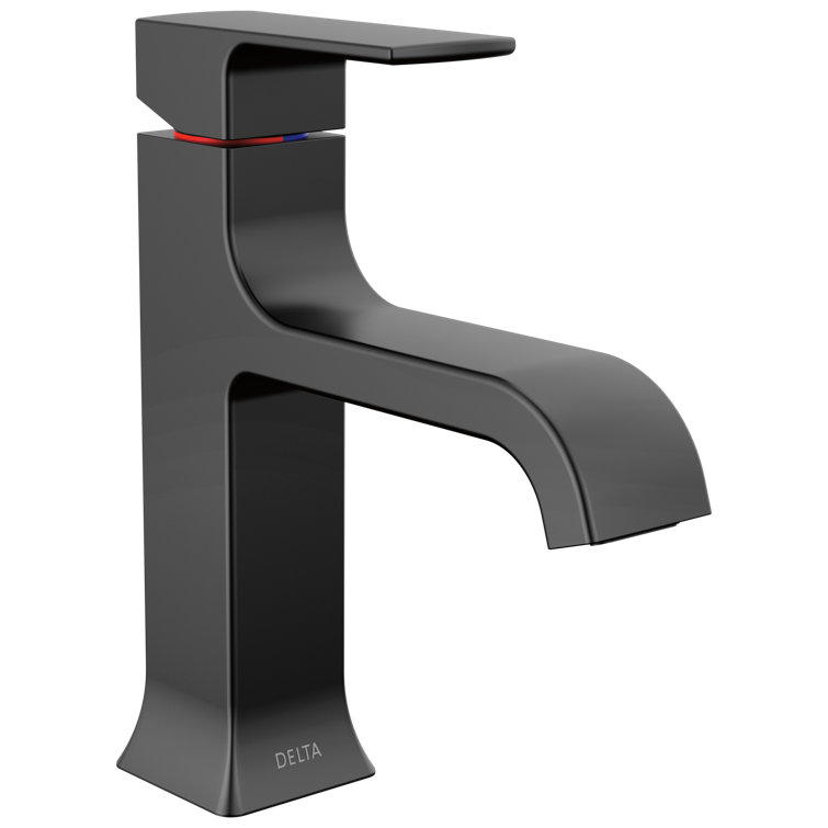 Matte Black Single Handle Curved Bathroom Faucet with Drain Assembly