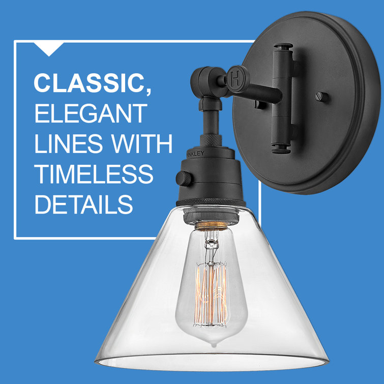 Arti Adjustable Black and Clear Glass 1-Light Wall Sconce