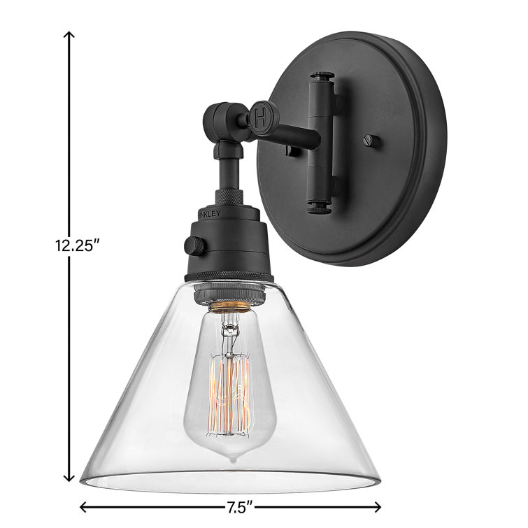 Arti Adjustable Black and Clear Glass 1-Light Wall Sconce
