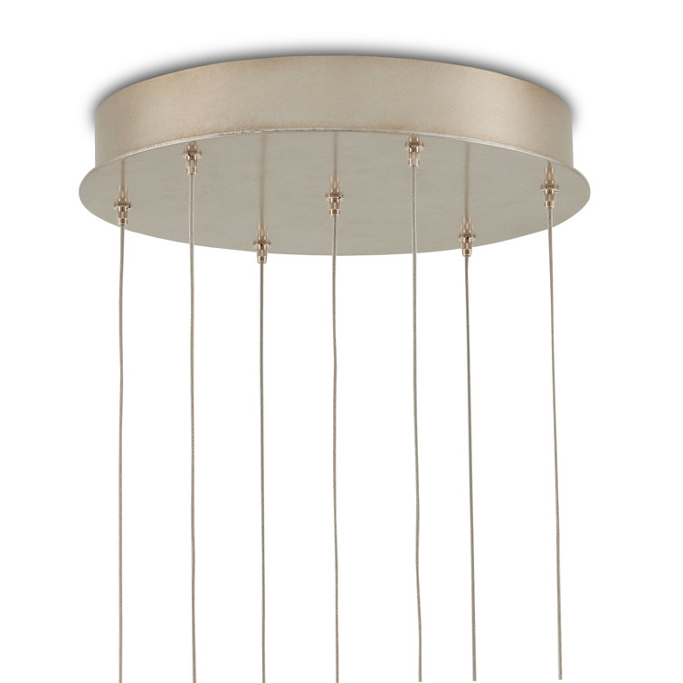 Sugar White Iron 7-Light Multi-Drop Pendant with Contemporary Silver Accents