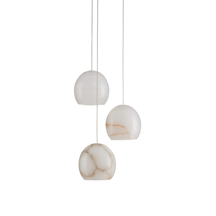 Lazio 3-Light Silver and Alabaster Globe Pendant