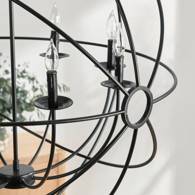 Black Iron Globe 8-Light Chandelier Pendant