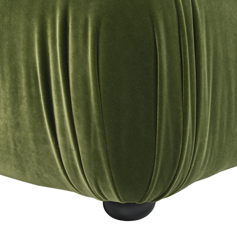Olive Green Velvet Tufted Square Ottoman