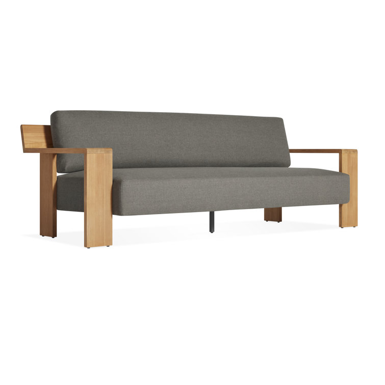 Teak and Charcoal Outdoor Sofa with Wide Arms