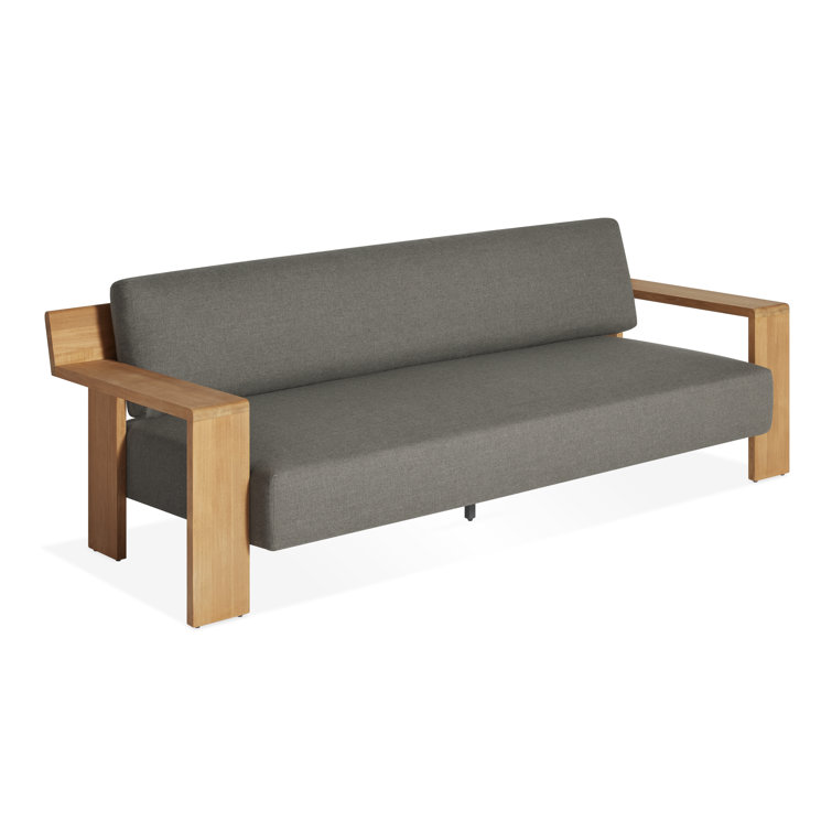 Teak and Charcoal Outdoor Sofa with Wide Arms
