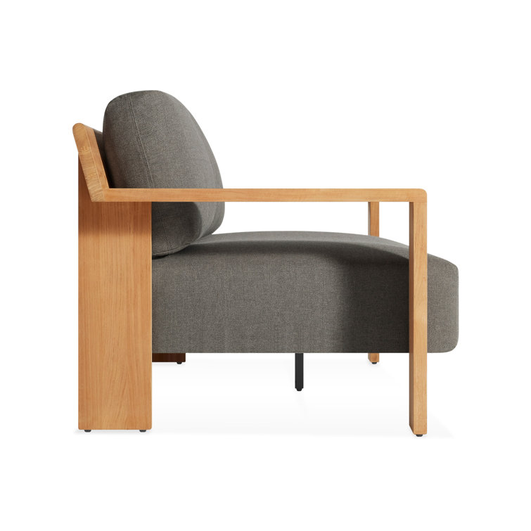 Teak and Charcoal Outdoor Sofa with Wide Arms