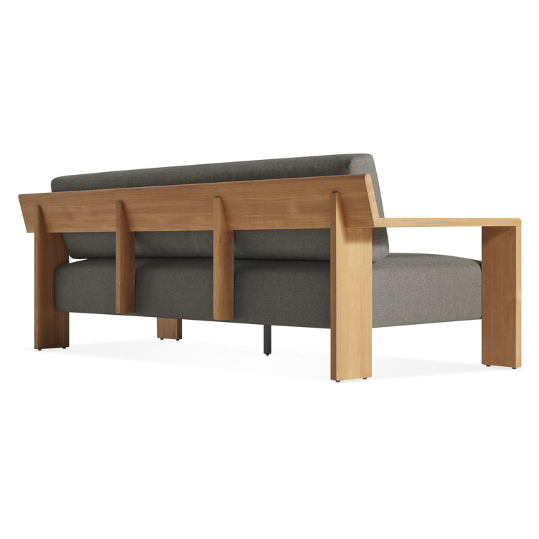 Teak and Charcoal Outdoor Sofa with Wide Arms