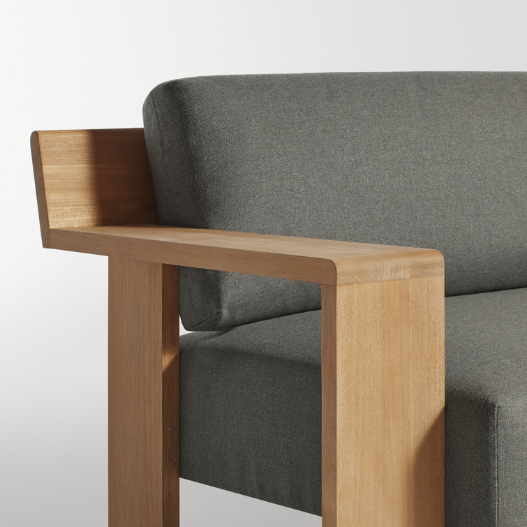 Teak and Charcoal Outdoor Sofa with Wide Arms
