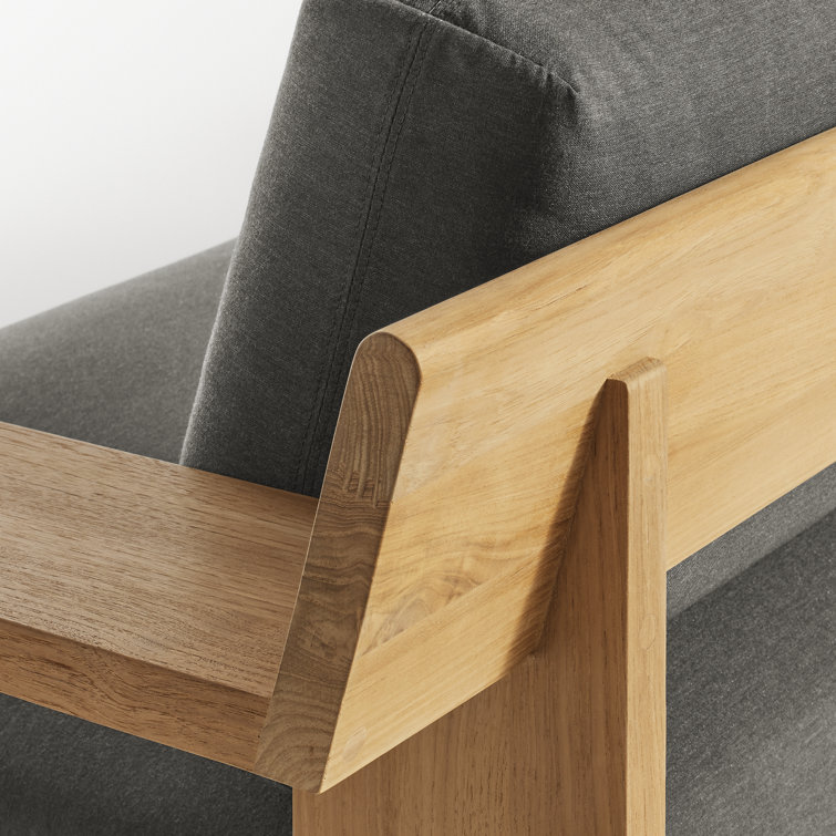 Teak and Charcoal Outdoor Sofa with Wide Arms