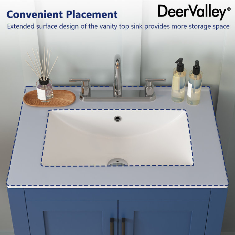 24'' White Ceramic Rectangular Single Vanity Top Sink