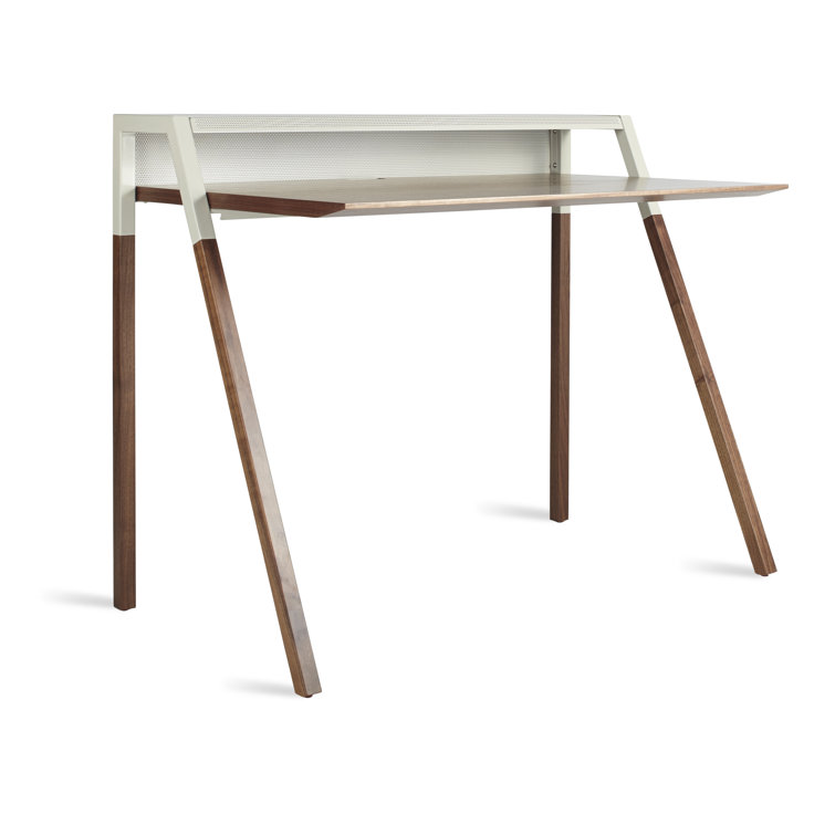 Walnut and Putty Grey Modern Cant Desk
