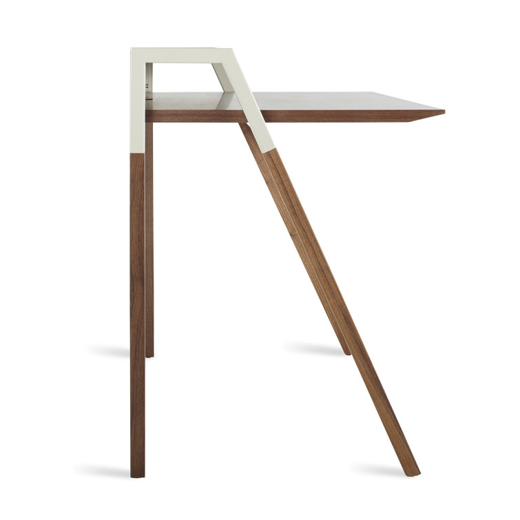 Walnut and Putty Grey Modern Cant Desk