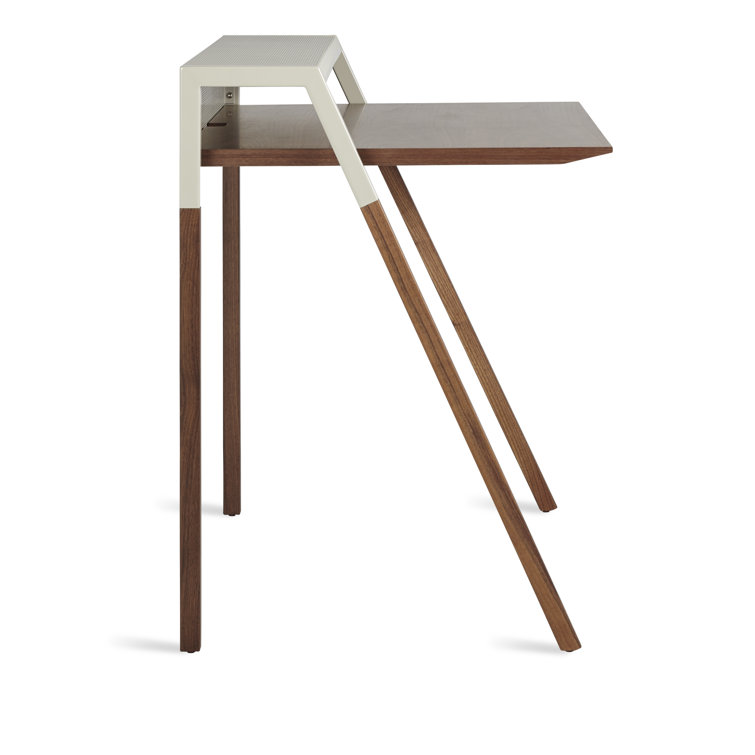 Walnut and Putty Grey Modern Cant Desk