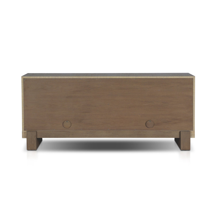 72'' Raffia-Wrapped Mahogany and MDF Sideboard
