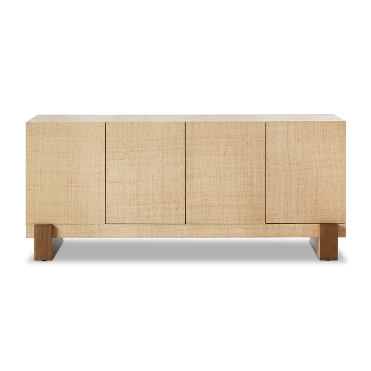 72'' Raffia-Wrapped Mahogany and MDF Sideboard