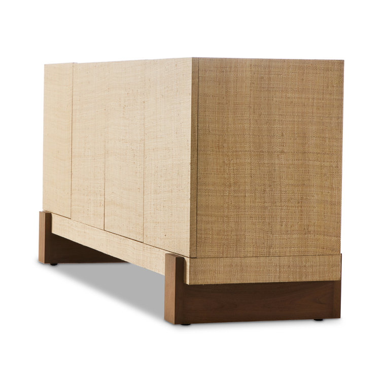72'' Raffia-Wrapped Mahogany and MDF Sideboard