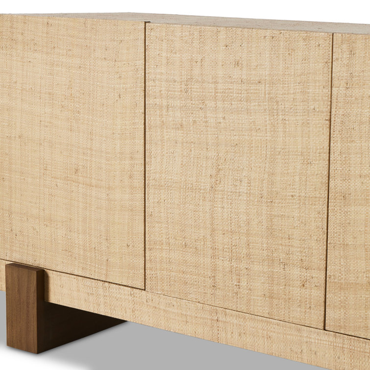 72'' Raffia-Wrapped Mahogany and MDF Sideboard