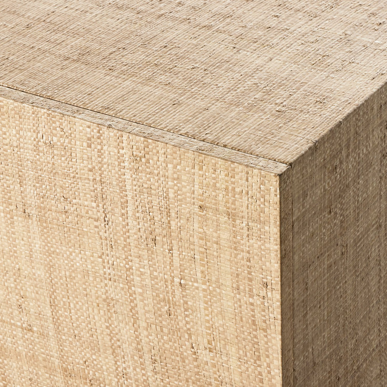 72'' Raffia-Wrapped Mahogany and MDF Sideboard