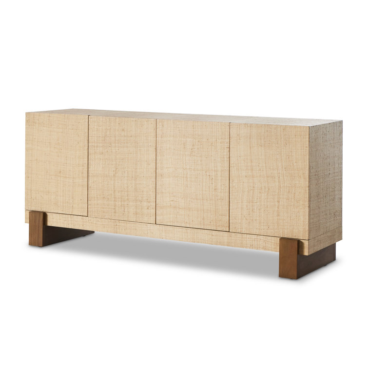 72'' Raffia-Wrapped Mahogany and MDF Sideboard