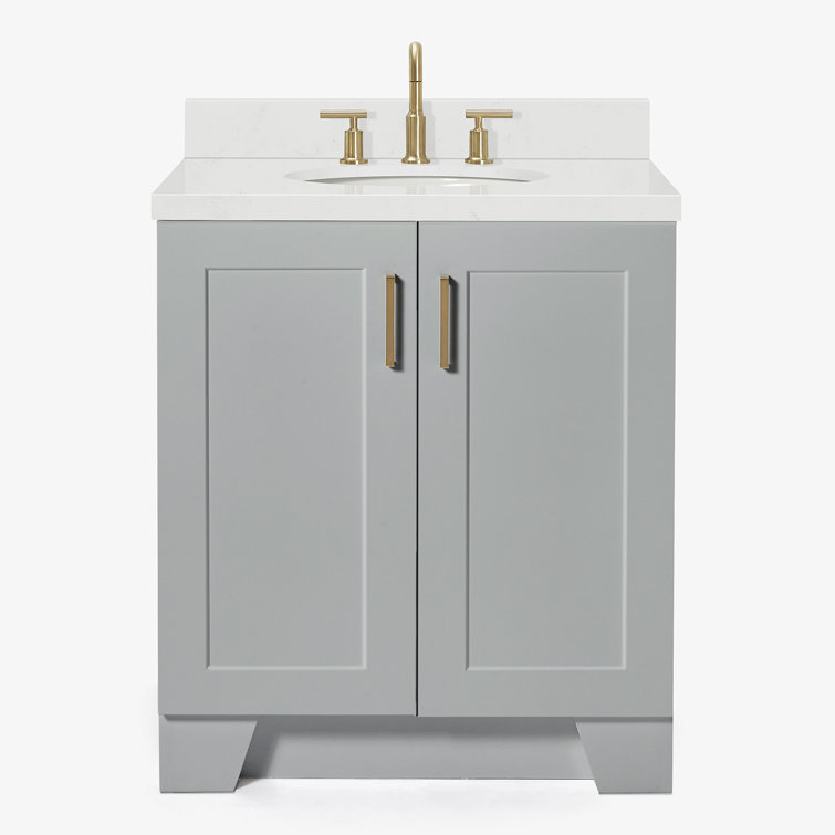 Gray Hardwood 30.25'' Single Basin Freestanding Vanity