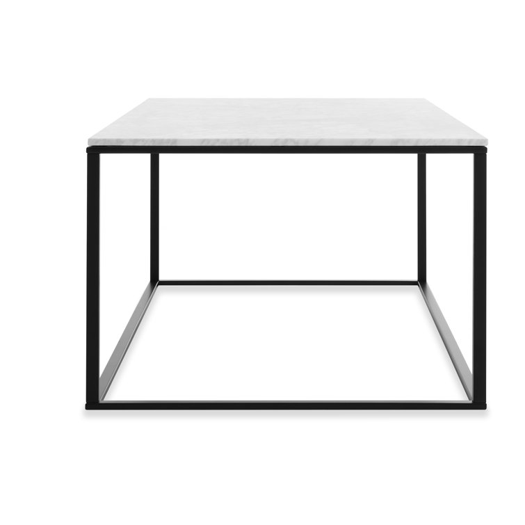 Minimalist Black Metal and Wood Rectangular Coffee Table with Storage