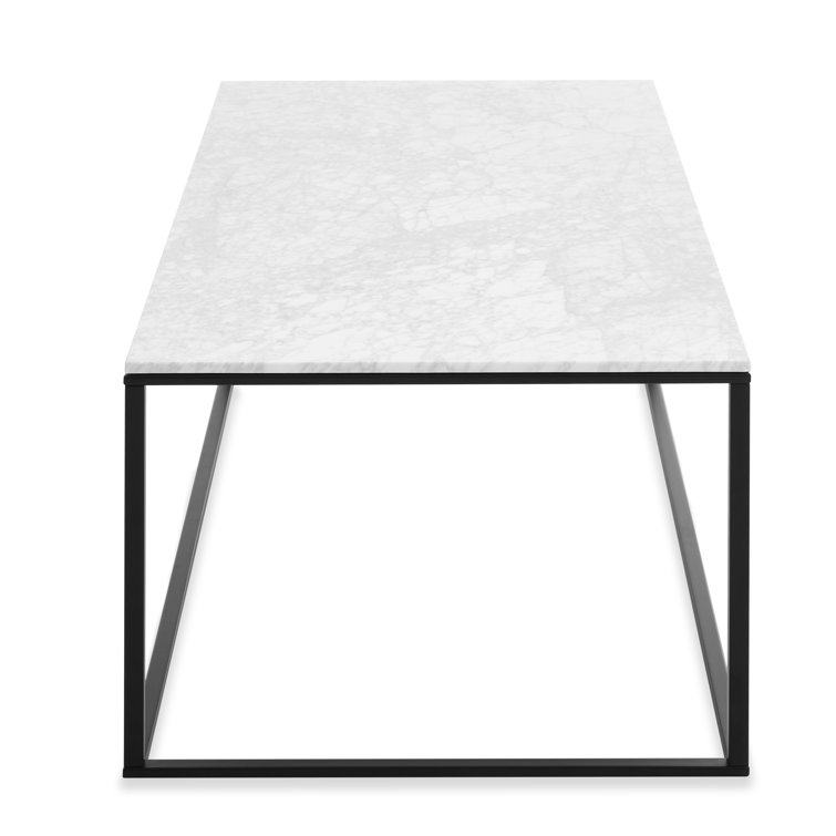 Minimalist Black Metal and Wood Rectangular Coffee Table with Storage