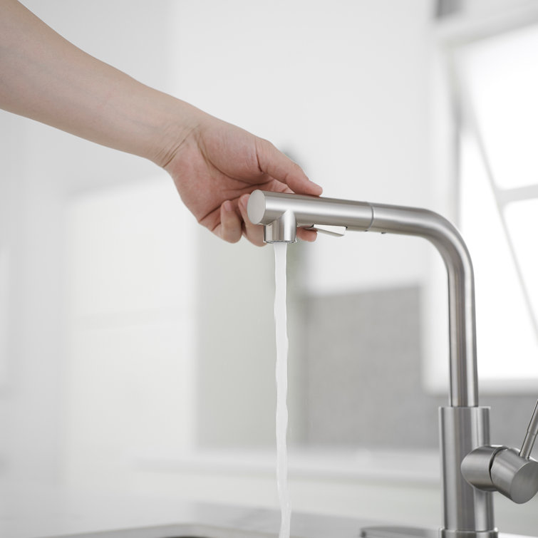 Brushed Nickel Single Handle Pull-Out Kitchen Faucet