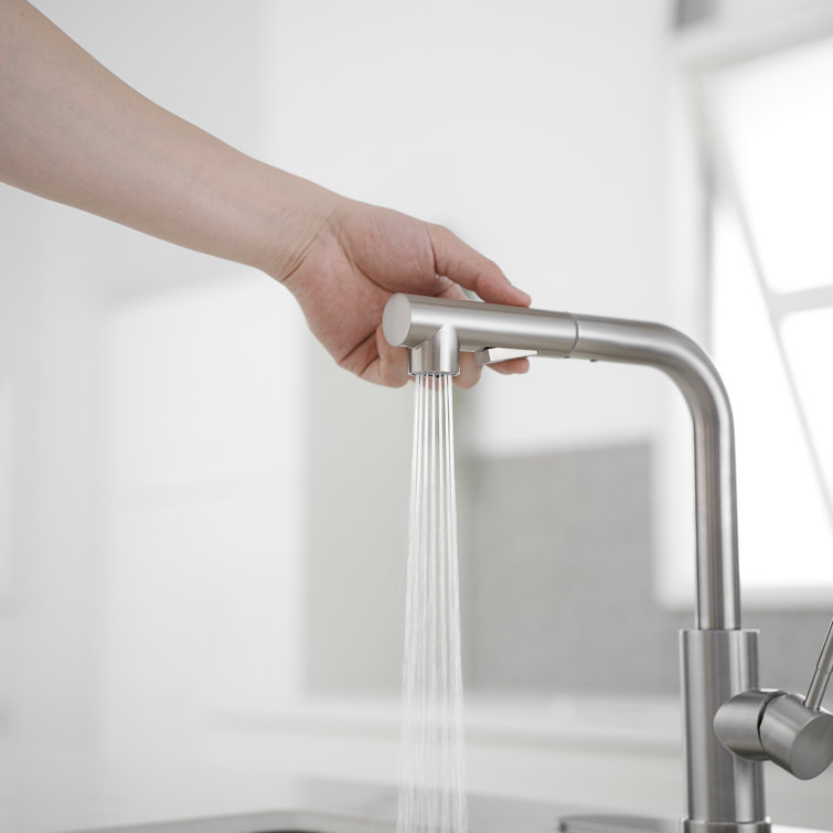 Brushed Nickel Single Handle Pull-Out Kitchen Faucet