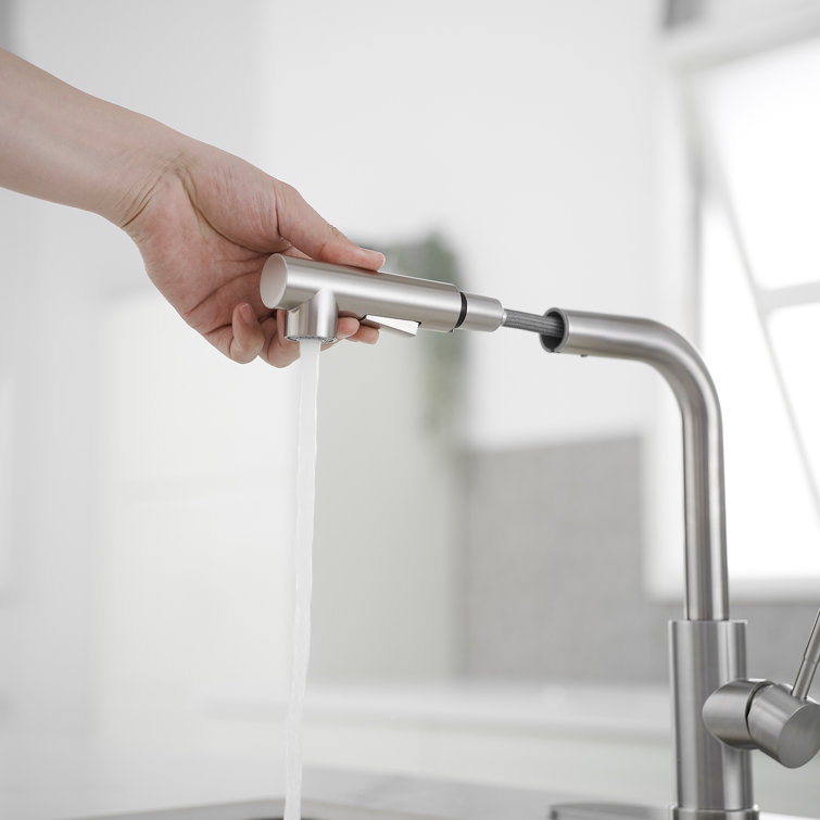 Brushed Nickel Single Handle Pull-Out Kitchen Faucet