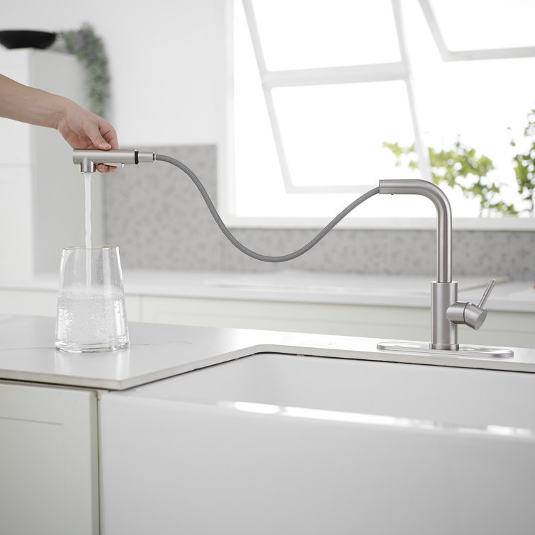 Brushed Nickel Single Handle Pull-Out Kitchen Faucet