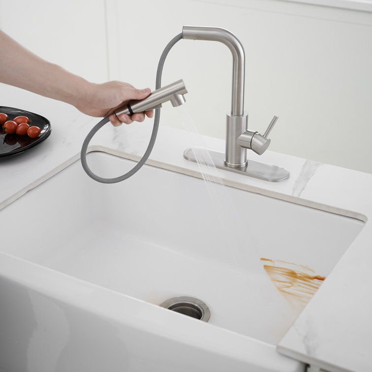 Brushed Nickel Single Handle Pull-Out Kitchen Faucet