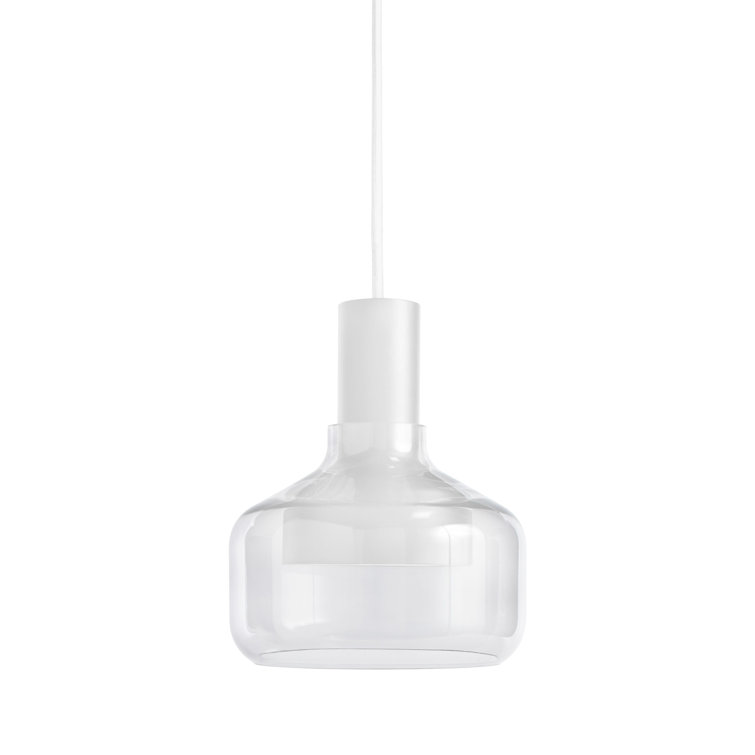 White Glass Pendant Light with Metal Accent