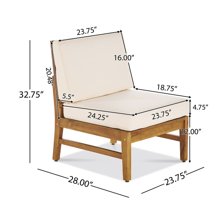 Teak Wood 6-Person Outdoor Sofa and Armchair Set with Cream Cushions