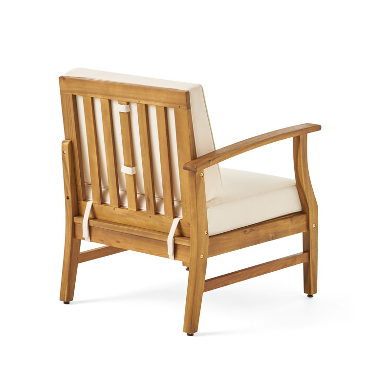 Teak Wood 6-Person Outdoor Sofa and Armchair Set with Cream Cushions