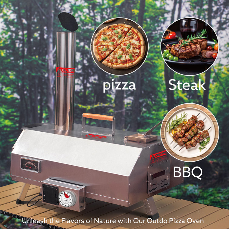 Portable Stainless Steel Wood-Fired Outdoor Pizza Oven with Timer