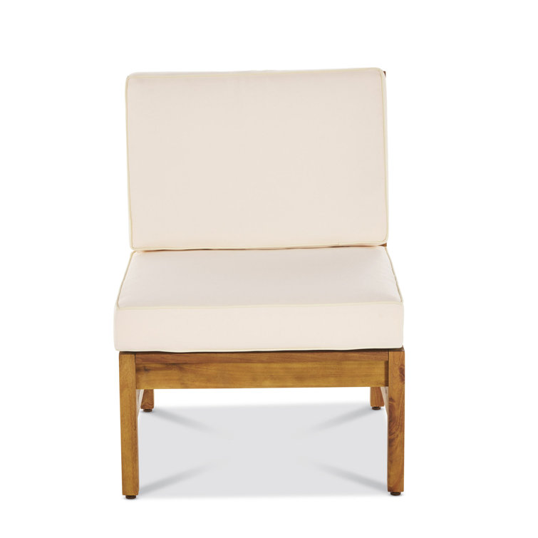 Teak Wood 6-Person Outdoor Sofa and Armchair Set with Cream Cushions