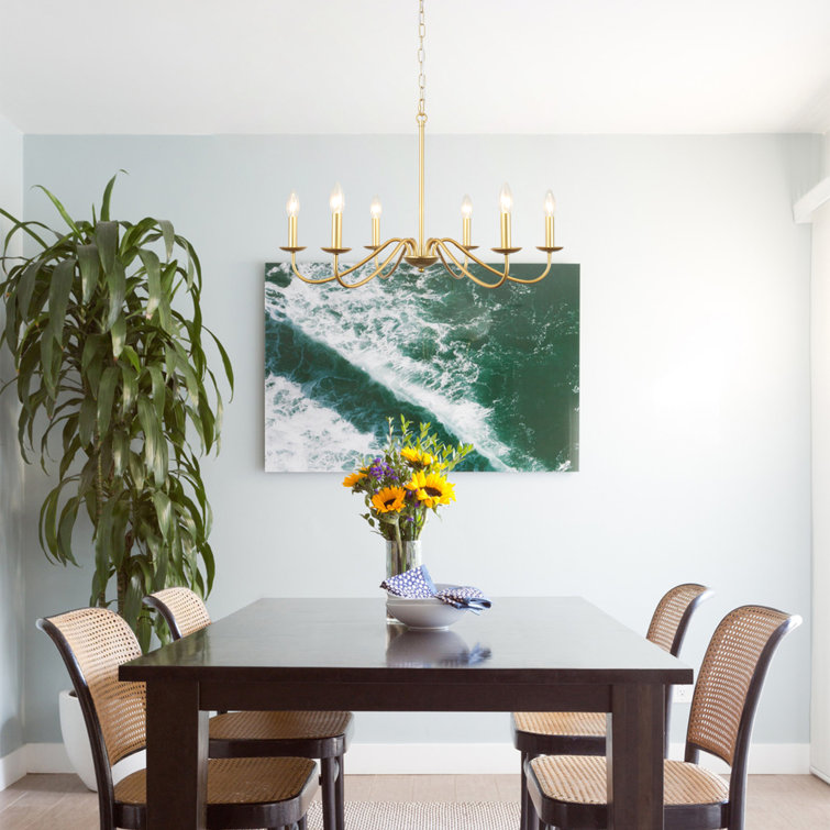 Gold 6-Light Candle Style Metal Chandelier