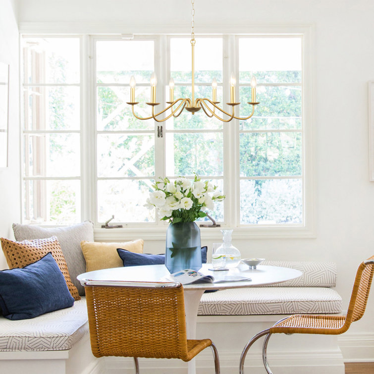 Gold 6-Light Candle Style Metal Chandelier