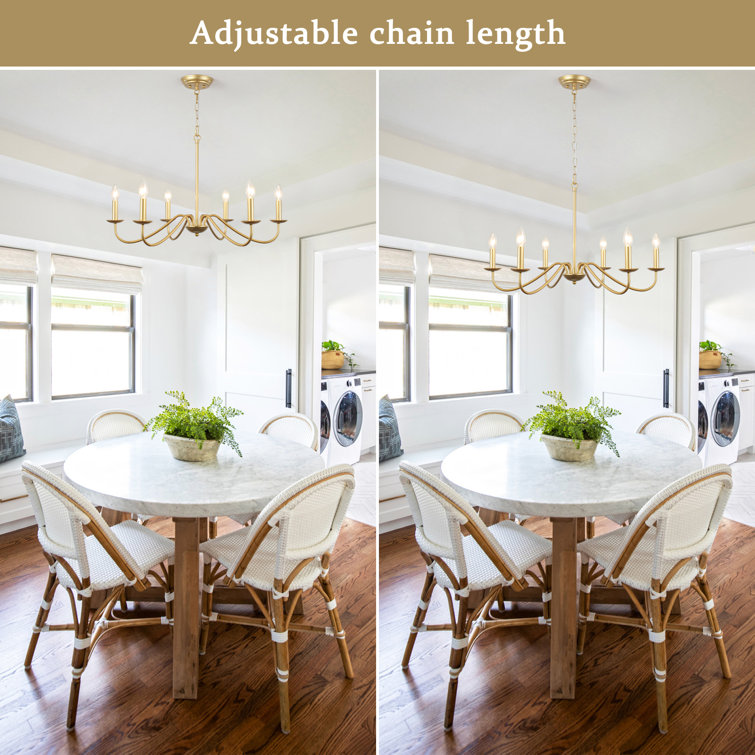 Gold 6-Light Candle Style Metal Chandelier